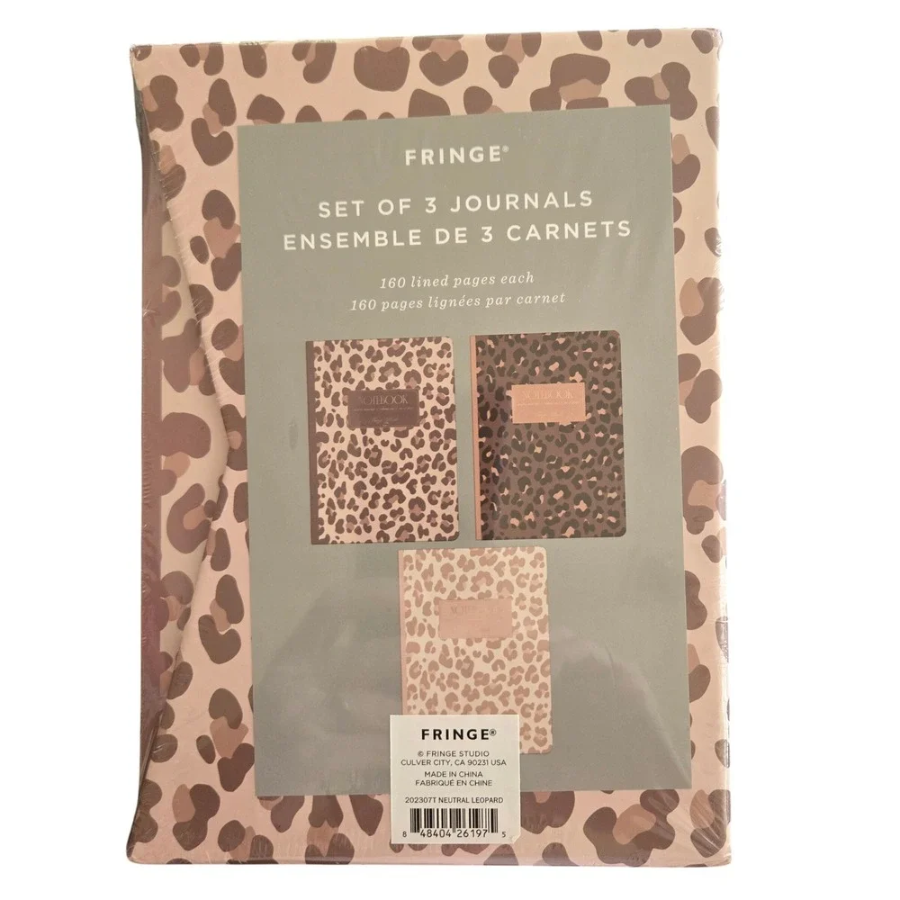 Fringe Studio Journals Set of 3 Unisex OS Neutral Leopard New Lined Notebooks